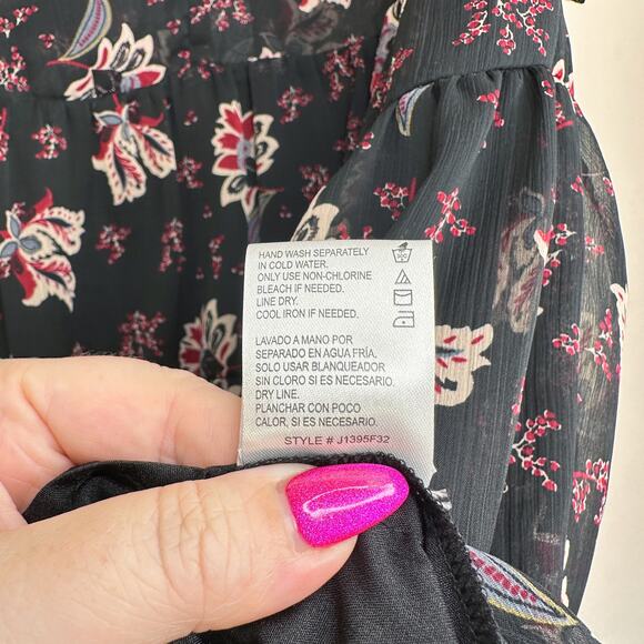 Patrons of Peace Adele Tie Back Paisley Floral Short Sleeve Babydoll Mini Dress - Picture 13 of 14